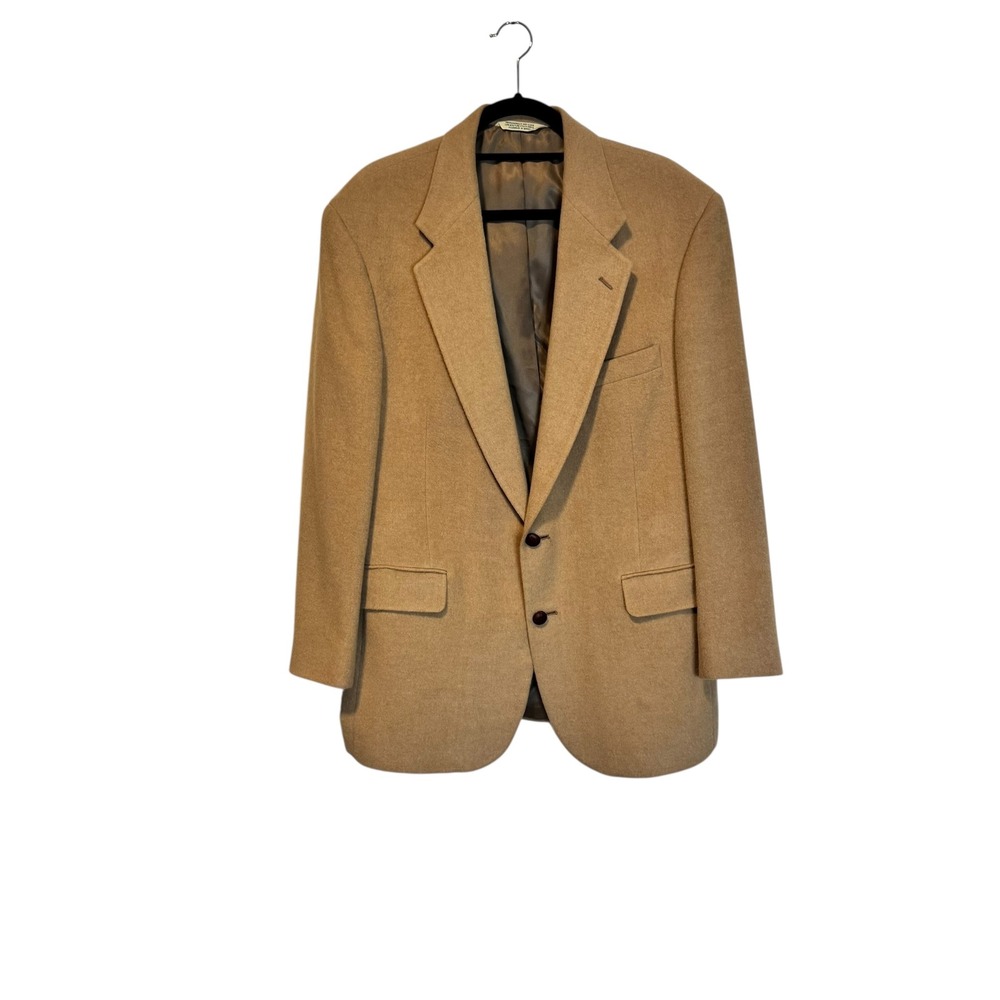 Evan-Picone Mens Camel Tan Wool Blazer Sport Coat 42‎ Reg Two Button Single Vent